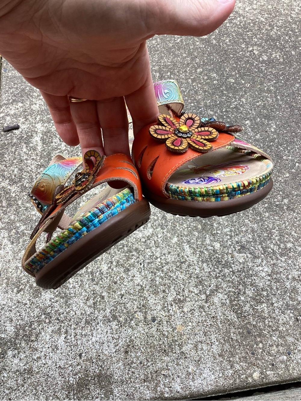 L'Artiste by Spring Step NOURIA Leather Floral Embellished Sandals Size 38 US 7 - Picture 7 of 11